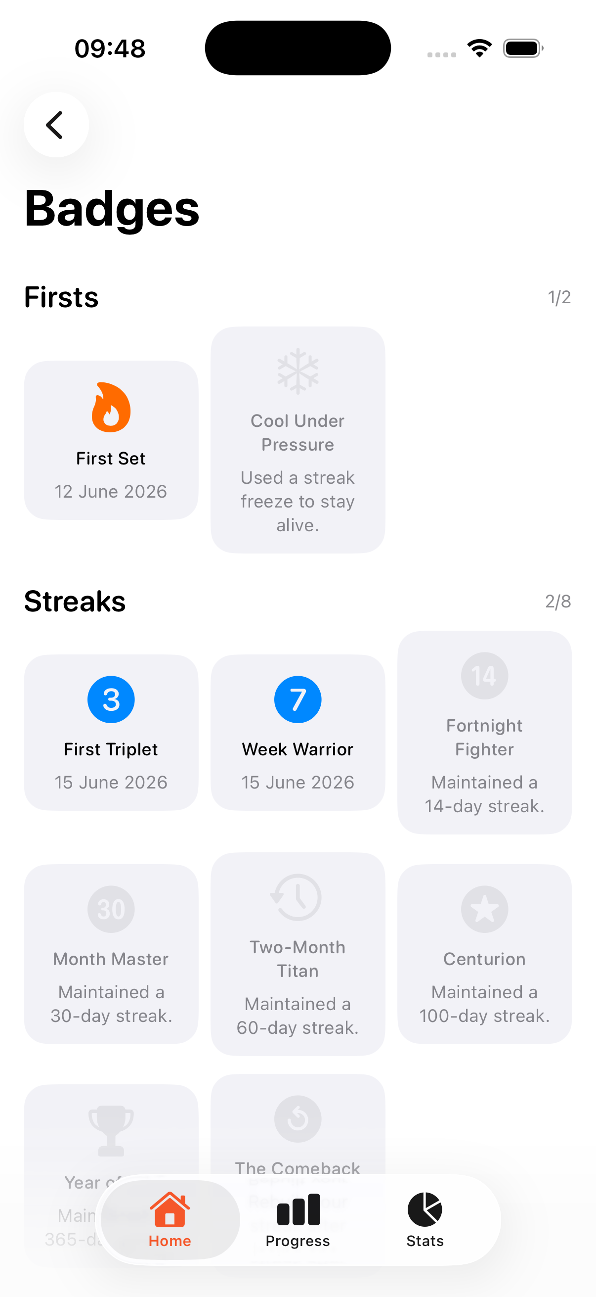 Badges screen